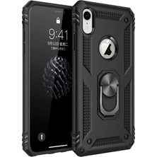 Apple iPhone Xr Için Kılıf Military Ring Holder Siyah [iphone Xr ile Uyumlu Kılıf - Siyah]