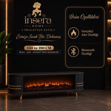 İnsera Insera Home Lüks Elektrikli 3D Alev Efektli Bluetooth Bağlantılı Antrasit Masaüstü ŞÖMINE(150CM)