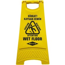 Wespa Dikkat Kaygan Zemin Uyarı Levhası, Sarı Renk, Plastik, Ikili Taraflı Güvenlik Işareti