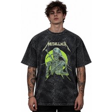 Sevbano Metallica Rock Metal Müzik Grubu Baskılı Unisex Oversize Vintage Yıkamalı Tişört