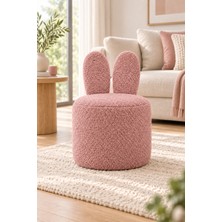 Mefaks Tekstil Tavşan Kulaklı Dekoratif Puf Bukle Kumaş Pembe