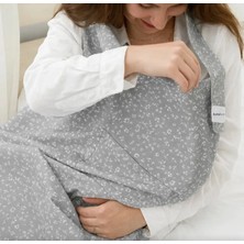 Babyjem Cepli Emzirme Önlüğü 323 Gri Çiçek