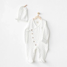 Andywawa AC24734 Romper Hat Müslin Wawa Boys Tulum Takım White