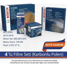 Netpar Audi A4 2.0tdı 2015-2018 Bosch 4'lü Fitlre Seti (Karbonlu)-Des-Det-Dfv