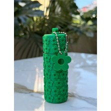 Yeşil Çiçek Detaylı Lip Balm Gloss Kutusu Anahtarlık Çanta Aksesuarı