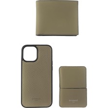 Ayrex Deri Cüzdan Kartlık Telefon Kılıfı Set, Medium, 5002801679, Haki, Erkek