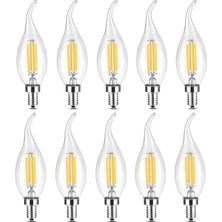 Ayrex Cata CT-4064 10'lu Paket Kıvrık LED Rustik Ampul - 7W E14 Ince Duy, Dekoratif Avize Ampulü