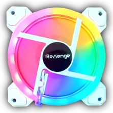 Ayrex 12CM Sabit Yanan Rainbow Kasa Fanı Molex Bağlantılı LED Bilgisayar LED Fanı 120MM (Beyaz)