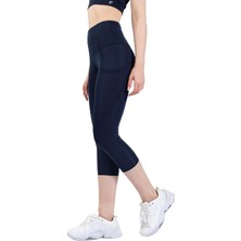 Ayrex Snc Kadın Yüksek Bel Kapri Yoga Tayt, Polyester Spandeks, Toparlayıcı Özellikli, Cepli, S
