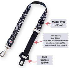 Ayrex Kedi ve Köpek Araç Emniyet Kemeri, Araç Tasması Siyah- Beyaz-Tek Ebat