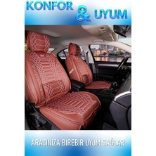 Ayrex Ack Store Yarı Deri Oto Koltuk Kılıfı Tam Set Mars Seri (Tarçın) Fiat Tipo ile Uyumlu