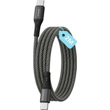 Ayrex Type C-C, 2metre Örgülü 60WATT Pd Hızlı Şarj Kablosu, Remorax Wahoo (1AD x 2metre Füme)