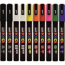 Ayrex Uni Posca Pc-3m Marker Keçeli Kalem 10'lu Set, Karışık Renkler