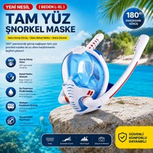 Ayrex Çift Tüplü Şnorkel Maskesi (L-Xl) Beden Tam Kuru Dalış Yüzme Maskesi Full Face Dalış