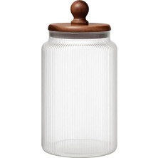 Ayrex 1700 ml Akasya Kapaklı Cam Kavanoz Saklama Kabı Hava Geçirmez Büyük Boy Mutfak Kavanozu
