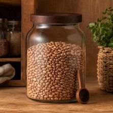 Ayrex Akasya Mega Cam Kavanoz 3000 Ml, Akasya Kapaklı Büyük Saklama Kavanozu, Ahşap Kaşıklı C
