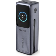 Ayrex WP001A-G 205W 27.000 Mah 2 Usb-C Portlu Dahili Usb-C Kablolu LED Ekranlı Pd Gan3 Powerbank