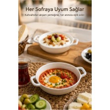Ayrex Çift Kulplu Beyaz Porselen Fırın Kabı ve Servis Kasesi 12X15 cm - Kahvaltılık Meze ve Su