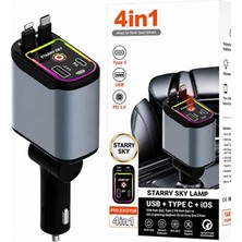 Ayrex 66W Pro Cw1 LED Tavan Aydınlatmalı 4'ü 1 Arada Geri Çekilebilir Çift Kablolu 3.4A Süper