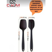 Ayrex Ckm Silikon Silikon Yanmaz Yapışmaz 2li Spatula-Sıyırma Seti Siyah Siyah