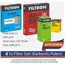 Netpar Bmw 5 E60 520D 2.0 2007-2010 Filtron 4'lü Filtre Seti (Karbonlu)