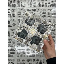 Ayrex 4 Bölmeli 100 Yaprak 573 Adet Özel Tasarım Siyah-Beyaz Renk Nostaljik Sticker Set/etiket/ç