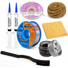 Smnr Elektronik Lehimleme Teli 0,8mm 40G 2’li Flux Havya Ucu Temizleyici  Seti CP-2015 Lehim Sökme Fitili 1fırça SETI82