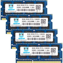 Motoeagle 32GB Ddr3 Ram 32GB Kit (4X8GB) DDR3/DDR3L 1600MHZ Pc3 -12800 /PC3L -12800S CL11 1.35 V/1.5V 2rx8 Sodımm 204 Pın Arabelleksiz Ecc Olmayan Dizüstü Bellek Yükseltme