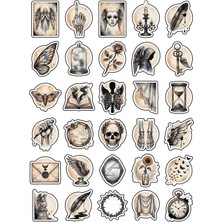 Dekorif 30 Adet Vintage Gotik Melek Sticker Seti - Scrapbook Defter Laptop Için Estetik Paket