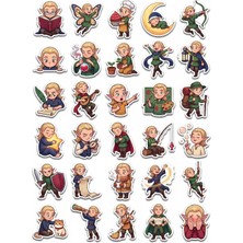 Dekorif 30 Adet Sevimli Chibi Elf Sticker Seti - Laptop Telefon Defter ve Ajanda Için