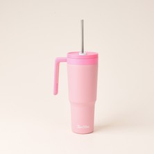 Tantitoni Pipetli Paslanmaz Çelik Termos Bardak - Pembe - 1,2 Lt