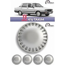 YONGA OTO AKSESUAR Renault 12 Toros 13 Inç Jant Kapağı 4'lü Set Gümüş + 4 Amblem + 8 Cırt Kelepçe