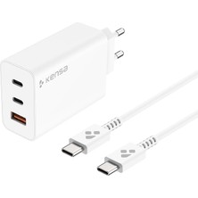 Ayrex Type-C 65W Çoklu Girişli Hızlı Şarj Seti Beyaz Usb-C