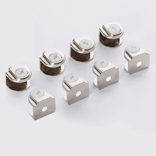 Uravas Store BADEM10 Raf Ahşap Cam Tutucu Cam Etejer Düz Metal Krom Plastik Vidalı (4 Adet)