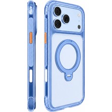iPhone 18 Pro Max Uyumlu Kılıf M-Safeli Standlı Airbag Mutural Air Shield Serisi Kapak Açık Mavi