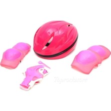 Ayrex Çocuk Kask Dizlik Dirseklik Eldiven Koruyucu Set 7 Parça, Pembe