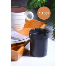 Renas Store 1 Adet Koku Yapmaz Çakmaklık Hazneli Siyah Plastik Küllük Oto Kül Tablası Kül Tabağı