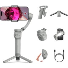 Ayrex Telefon Sabitleyici Selfie Gimbal, 3 Eksen Manevralı Sabitleyici, LED Işıklı Tasarım, Oto