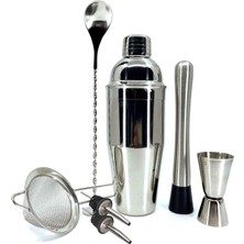 Paslanmaz Çelik Kokteyl Shaker Seti, Karıştırma Kaşığı, Jigger, Muddler ve Süzgeç Dahil, G