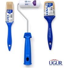 İzmir Fırça Panel Kapı Boyama Seti - 3 Lü Set - Parmak Rulo 10 Cm, Kestirme 1.5 Cm, Kestirme 3 cm