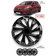YONGA OTO AKSESUAR Renault Symbol 14 Inç Kırılmaz Jant Kapağı 4 Adet Piano Black + 4 Amblem + 8 Cırt Kelepçe