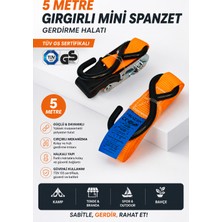 KAZEN 5 Metre Halkalı Gırgırlı Cırcırlı Mini Spanzet Gerdirme Halatı Tüv Gs Sertifikalı