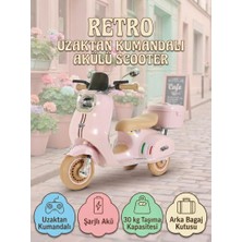 Farbu Oyuncak Vespera Pierro Uzaktan Kumandalı 6V Pembe LED Işıklı Arka Sepetli Çocuk Akülü Motor/scooter 3-6 Yaş