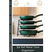 Denguva #organizer Mutfak Dolabı Içi Çok Katlı Yer Tasarrufu Sağlayan Dayanıklı Siyah Modern Şık Raf Metal Tava Organizeri