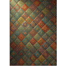 Artmeg Renkli Desenli Vintage Seramik Karolar Dekoratif Kanvas - Mdf Ahşap Tablo