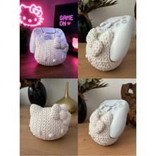 Hello Kitty Örgü Desenli Kol Standı 3D Baskı Dekoratif Oyuncu Aksesuarı - Beyaz