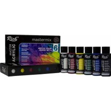 Ayrex Mastermix Akrilik Boya Seti, 6 Renk, Şövale, Tuval, Fırça ve Palet