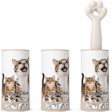 1001 Kedi Patili Tüy Toplayıcı Sticky Roller Seti – 60 Yapraklı Güçlü Yapışkanlı Kullan At Ba