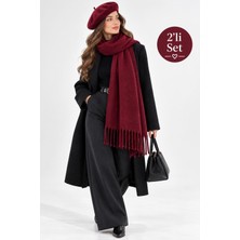 Wearflawless Kadın 2'li Takım Atkı ve Ressam Beresi Seti, Kışlık Hediye, Sevgililer Günü Hediyesi