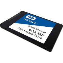 Western Digital Wd Blue Sata SSD 500 GB 2,5" (Dahili Ssd, Yüksek Güvenilirlik, 560 Mb/s'ye Kadar Okuma, 530 Mb/s'ye Kadar Yazma, Darbeye Dayanıklı ve Wd F.ı.t. Laboratuvar Sertifikalı)